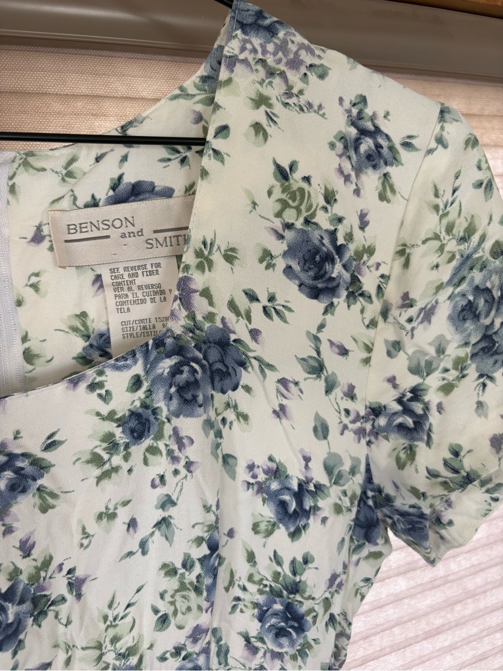 Vintage Blue and White Floral Maxi Dress - Picture 2 of 3